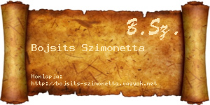 Bojsits Szimonetta névjegykártya